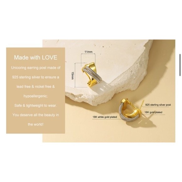 Earrings 18K Gold Plated Hoop Earrings Round Cue Cubic Zirconia Gold Silver C1 - Picture 9 of 12